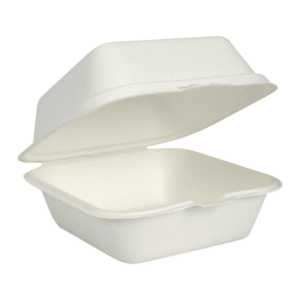 Hamburgerbox, 15,3 x 14,7 x 8,2cm, vit sockerrör - 50 st/fp