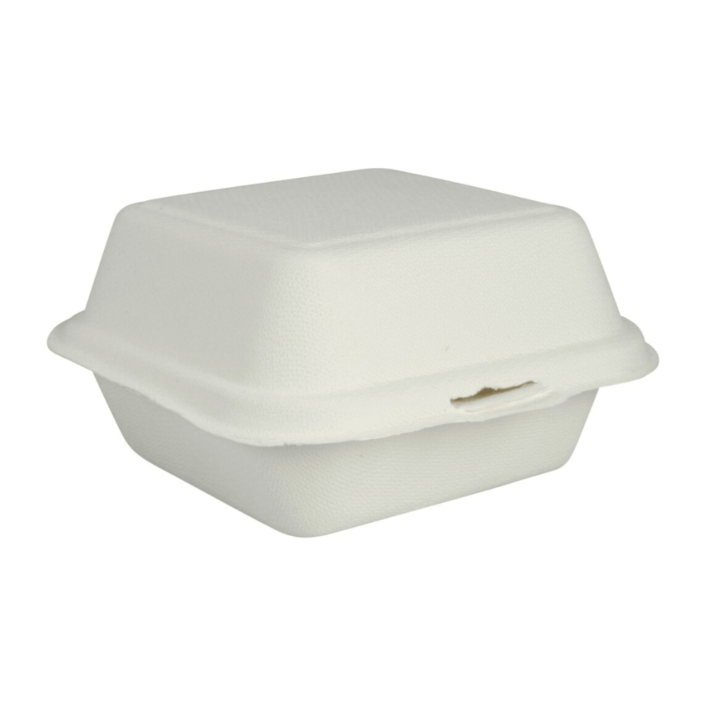 Hamburgerbox, 15,3 x 14,7 x 8,2cm, vit sockerrör - 50 st/fp - Bild 2